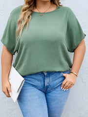 Solid Short Sleeve Casual Blouse