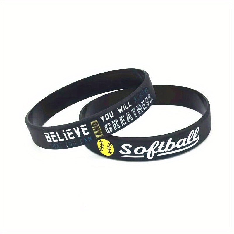 Stylish Unisex Softball Letter Graphic Silicone Bracelet
