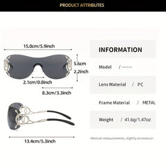 Y2K Snake Charm Sunglasses Wrap Around Rimless UV400 Sun Shades