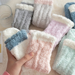 7 Pairs Colorblock Fuzzy Socks Soft & Warm Women's Stockings