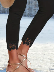 Contrast Lace Skinny Leggings Stretchy Leggings Women's Clothing