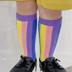 Colorful Rainbow Crew Socks for Kids