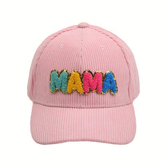 MAMA Patch Corduroy Baseball Cap Solid Casual Dad Hat Adjustable Sports Sun Hats