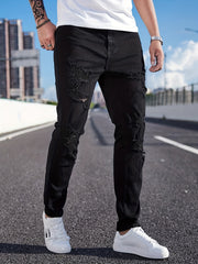Men's Ripped Jeans Casual Street Style Stretch Denim Pants