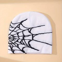 Gothic Spider Web Jacquard Beanie Y2K Unisex Skull Cap