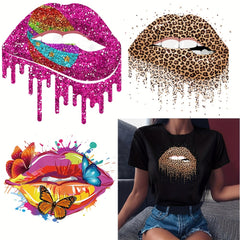 3pcs HTV Vinyl For Shirts Iron On Transfers Decals Lips Butterfly