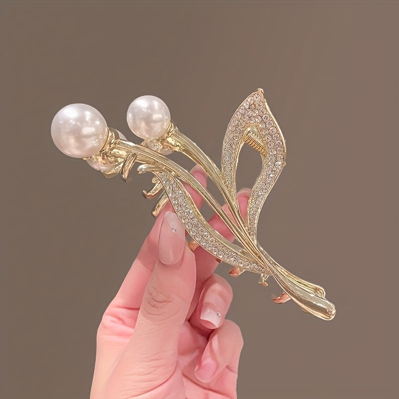 Rhinestones Faux Pearl Hair Clip Claw Headwear Hair Accessories