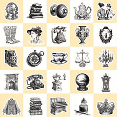50pcs Medieval Retro Style Waterproof Stickers Mixed C