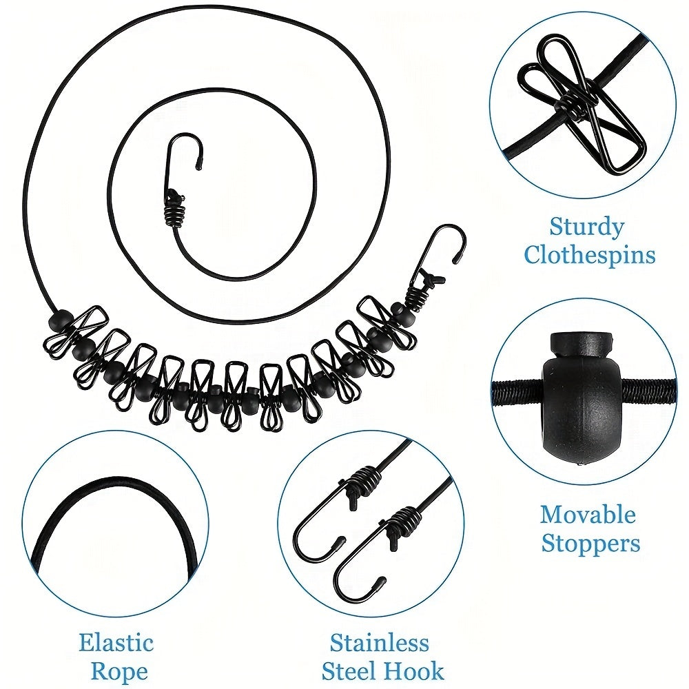 Portable Clothesline with 12 Clothespins Lightweight Travel Line