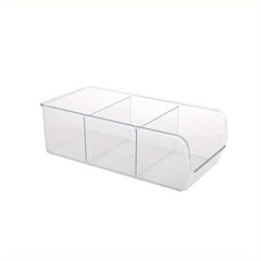 Clear Divided Refrigerator Organizer Bin with Handles