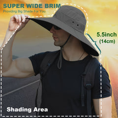 UPF50 Waterproof Wide Brim Bucket Hat for Fishing Hiking