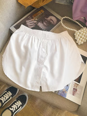 Solid Button Front Elastic Skirts Stylish Mini Skirts Women's Clothing