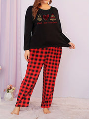 Christmas Pajama Set Women's Graphic Tee & Plaid Pants