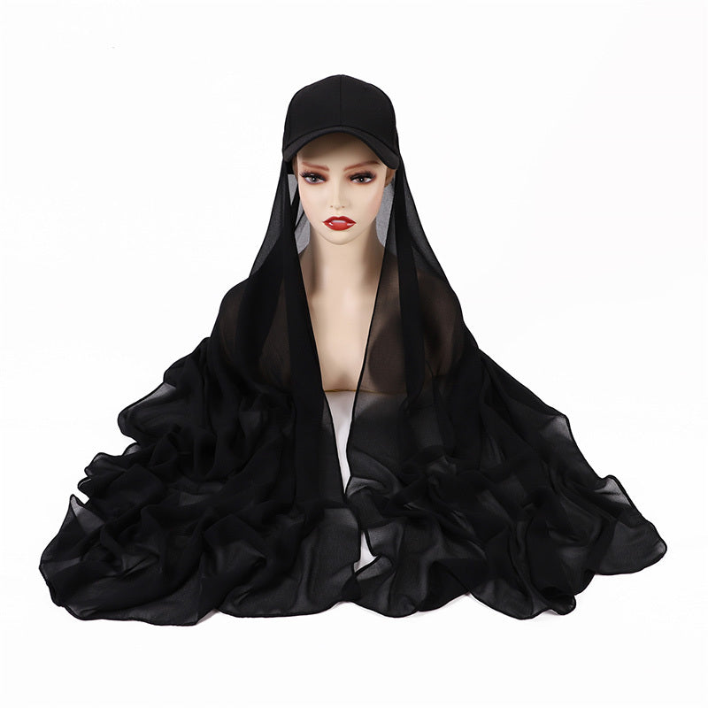 Chiffon Baseball Cap Scarf Women's Solid Accessories