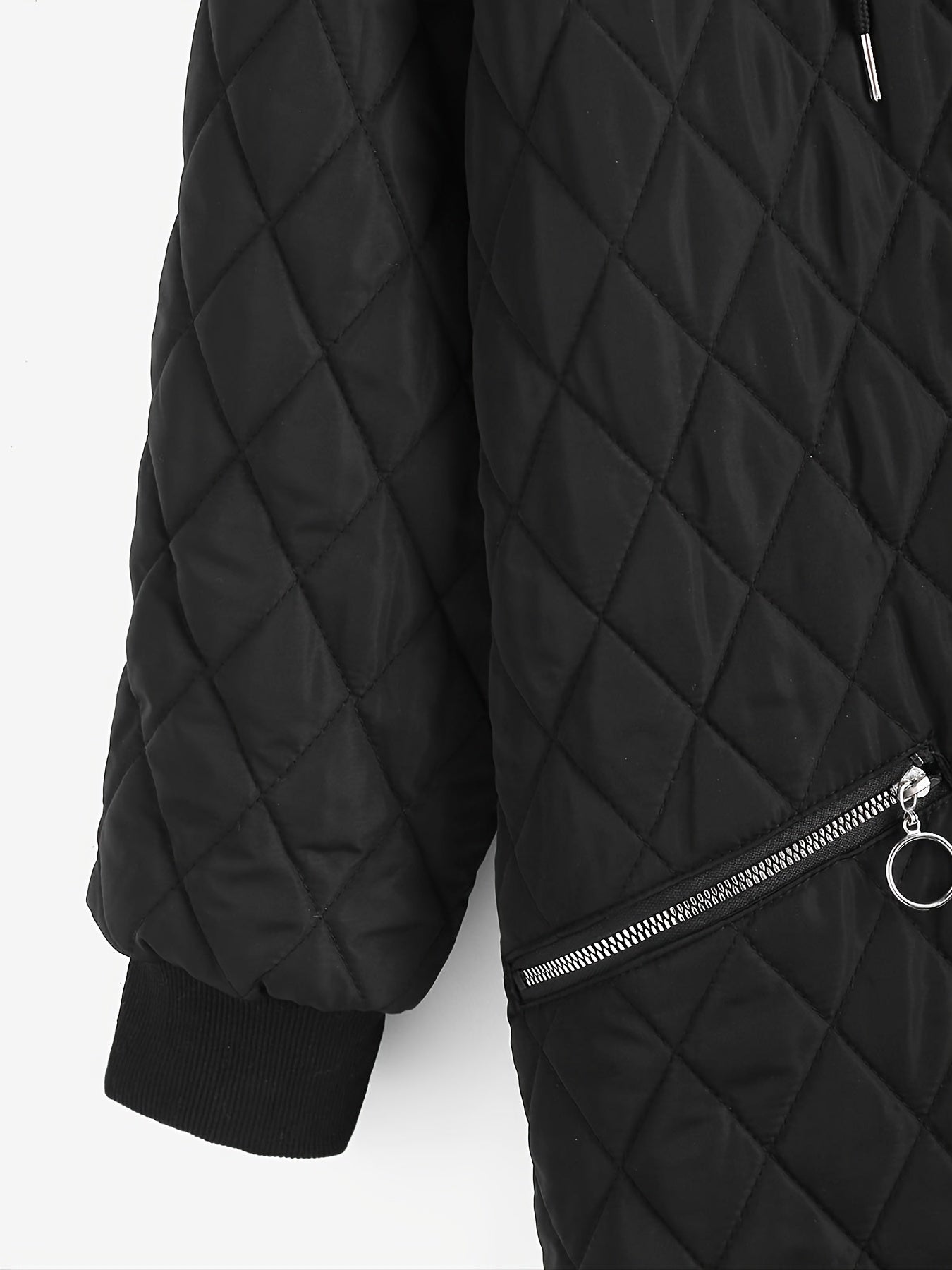 Solid Zipper Hooded Long Sleeve Padded Coat Women's Clothing