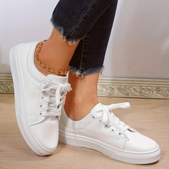 Women's Flat Lace Up Low Top Sneakers Casual Walking Shoes