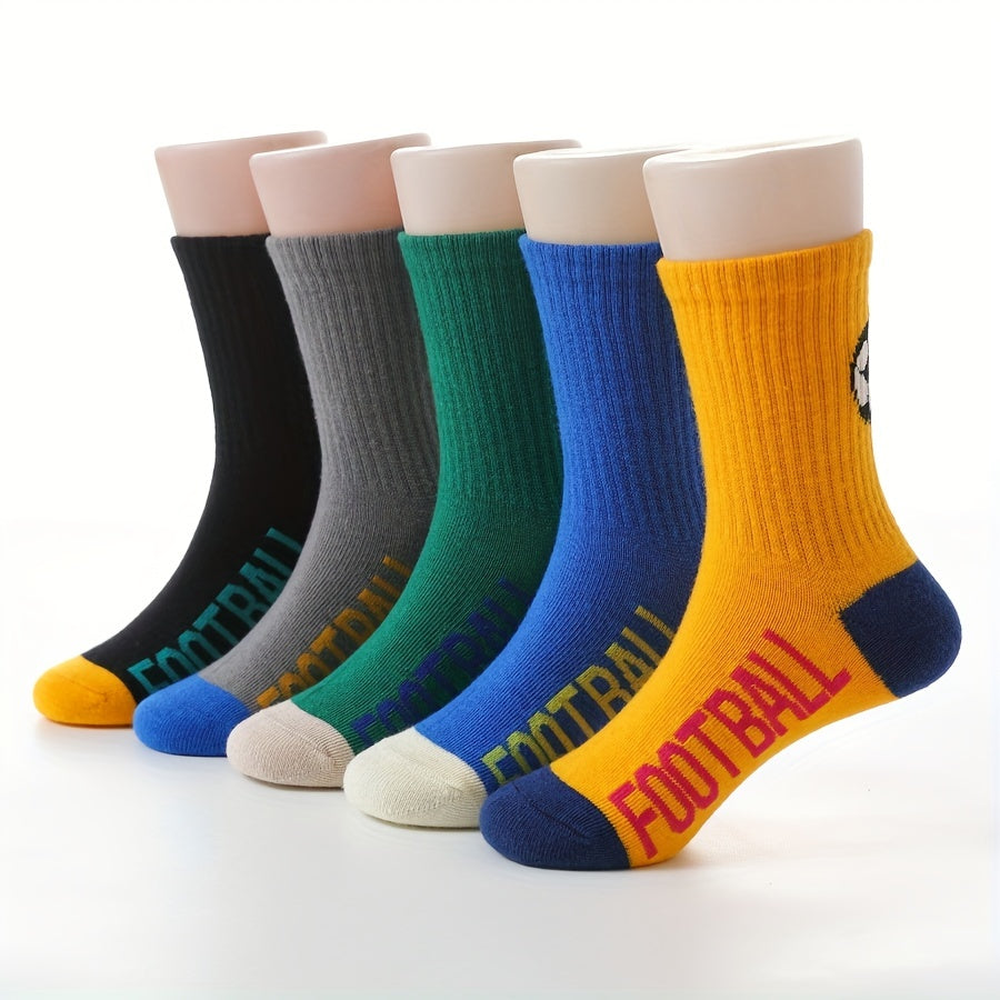 Boys Football Pattern Socks Sports Breathable Crew Socks