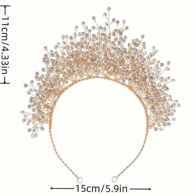 Crystal Rhinestone Bridal Headband Wedding Hair Accessory Tiara for Brides