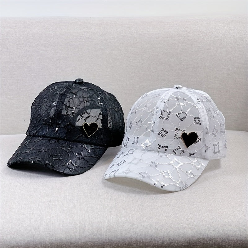 Mesh Breathable Sequin Baseball Cap Thin Sun Hat Lightweight Adjustable Dad Hats
