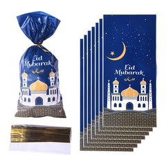 50pcs Eid Mubarak Plastic Candy Gift Bags Ramadan Decor