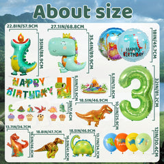 Dinosaur Birthday Decorations Set - Banners, Foil Balloons, Latex Balloons