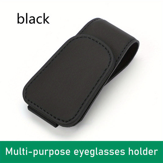 Sun Visor Eyeglass Holder Faux Leather - Sunglasses & Card Storage for Car