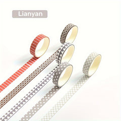 5 Rolls Washi Tape Set Decorative Scrapbook Tape 10mm Wide Colorful Style