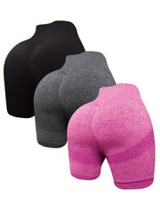 3pcs Seamless High Stretch Yoga Shorts Fitness Running Sports Women's Act