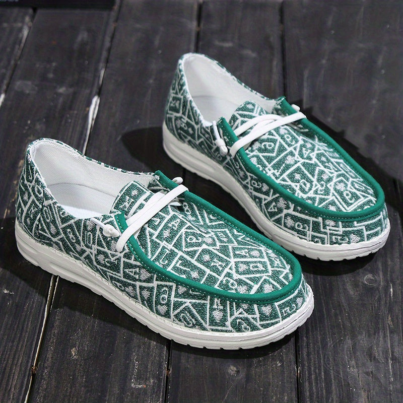 Women's Poker Card Boat Shoes Lace Up Flats Slip on Sneakers