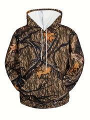 Men's Branches Print Hoodie Casual Hooded Sweatshirt