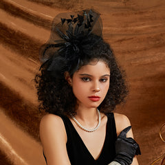 Polyester Fascinator Hat with Feather Detail for Women Party