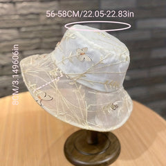 Breathable Summer Bucket Hat Butterfly Decor Fisherman Cap