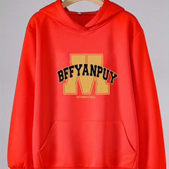 Girls Alphabet M Pattern Hooded Sweatshirt