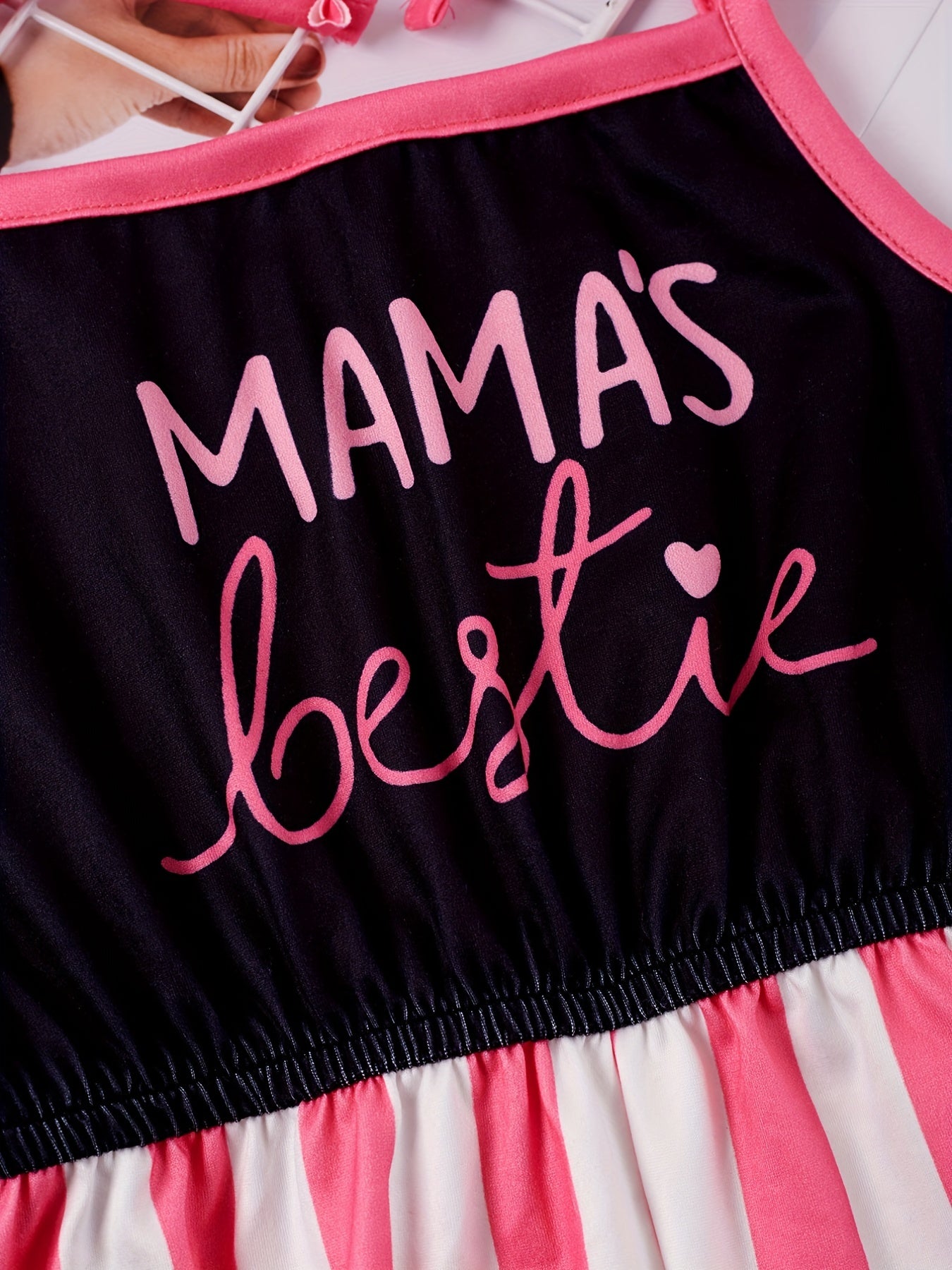 Toddler Girls MAMA'S BESTIE Stripe Graphic Cami Romper