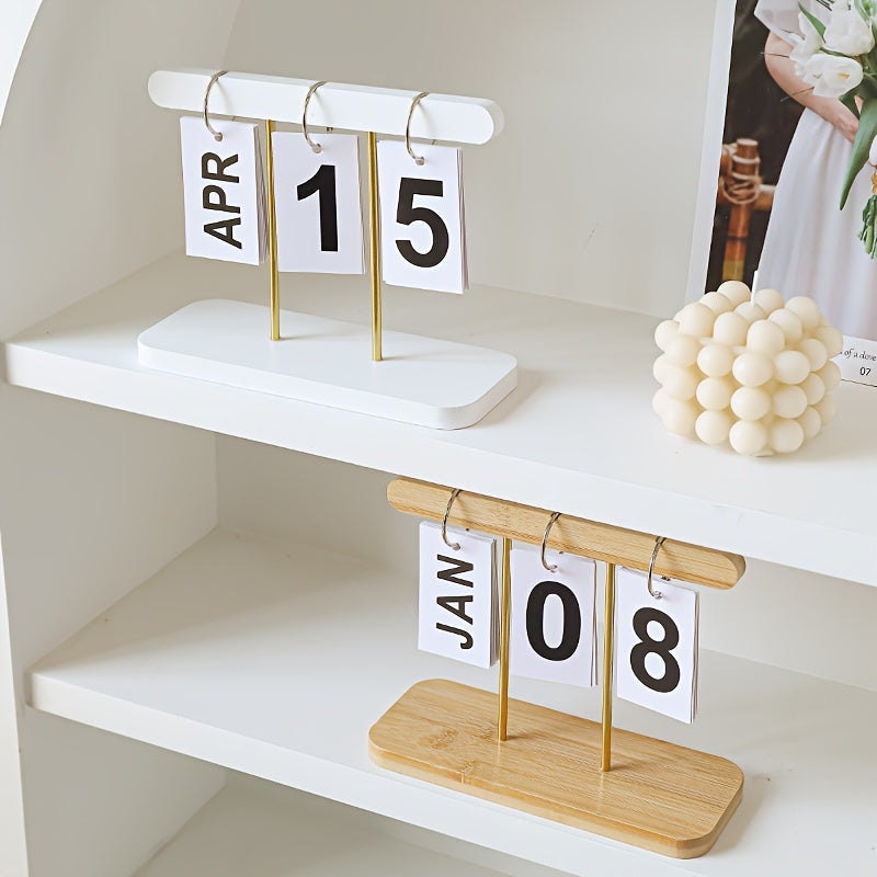 Modern Wooden Manual Flip Hanging List Calendar Office Desktop Decorations