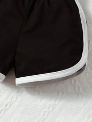 Baby Girl Cotton Letter Halter Top & Shorts Set