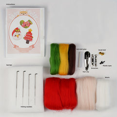 3pcs Needle Felting Kit Christmas Green Socks Hairpin DIY Craft