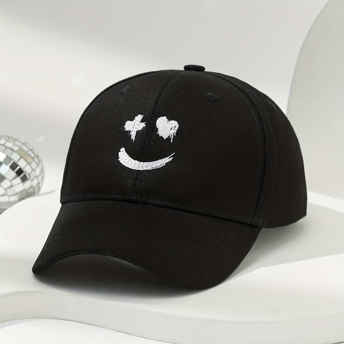 Smiling Face Embroidery Baseball Cap Unisex Hip Hop Sun Hat Adjustable