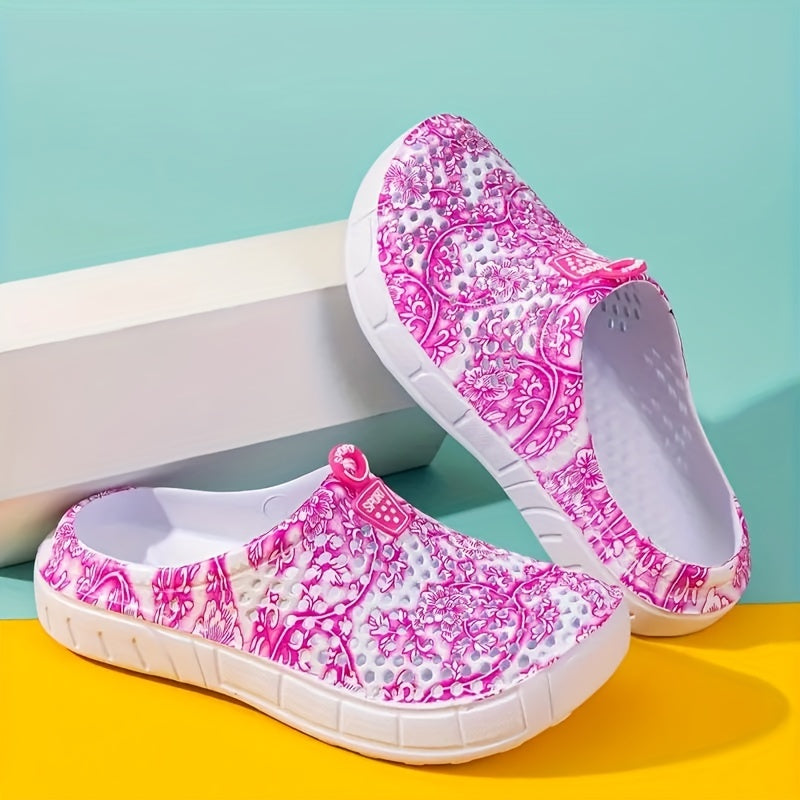 Women's Floral Pattern Breathable Hole Shoes Lightweight