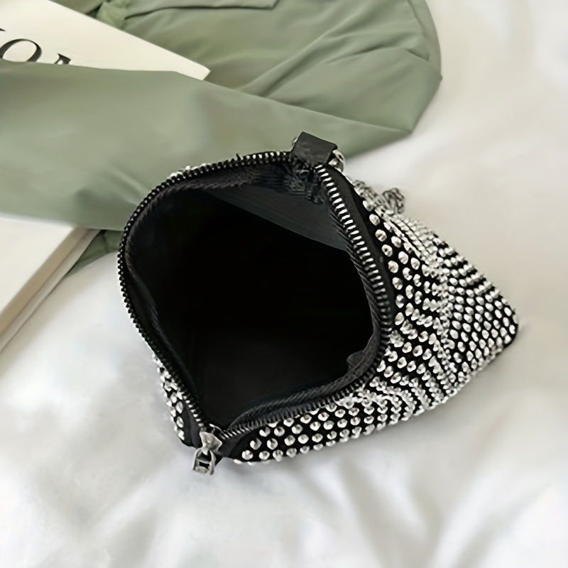 Glitter Rhinestone Crossbody Bag Mini Zongzi Shaped Handbag