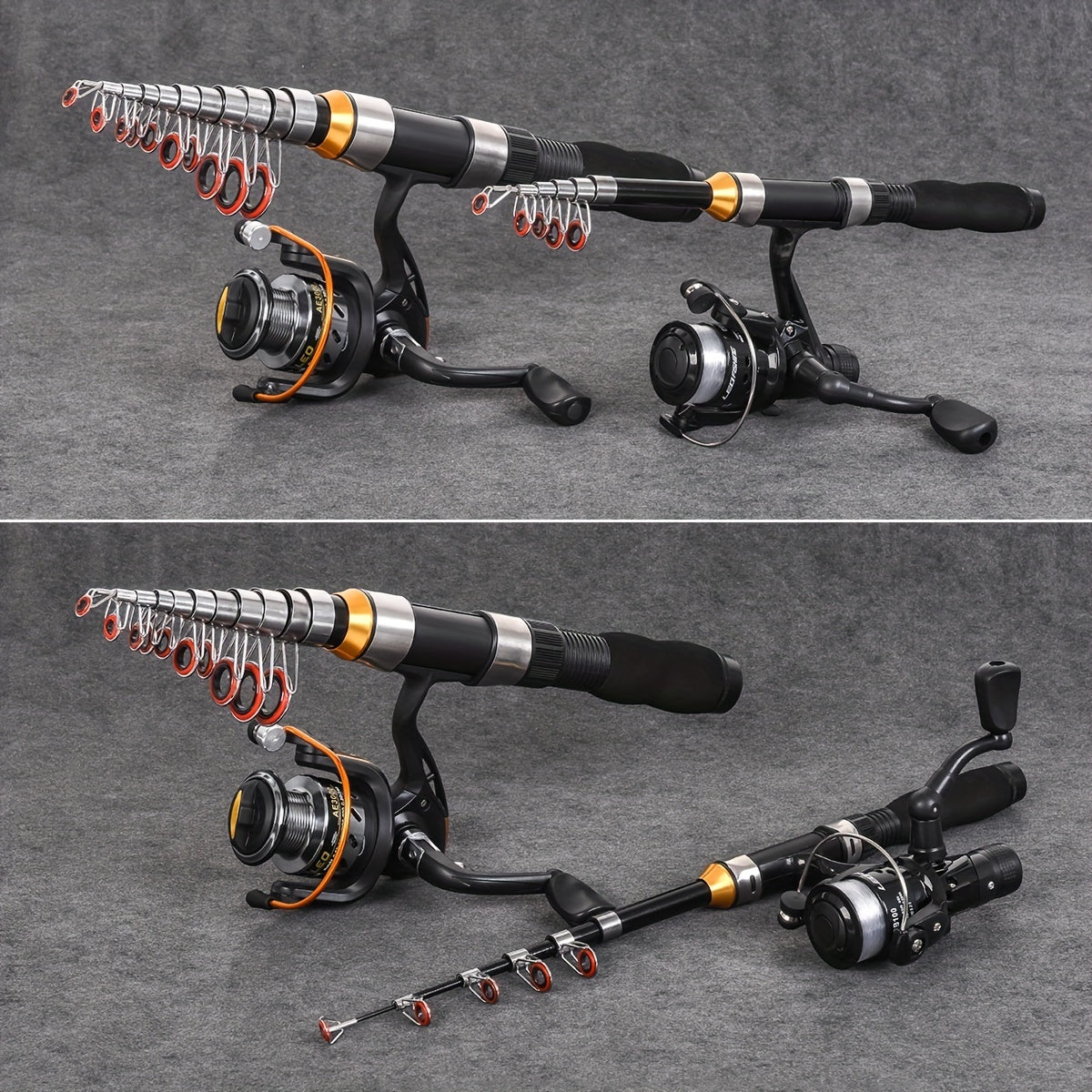 LEOFISHING Short Mini Fishing Rod Portable Telescoping Small Sea Fishing Pole