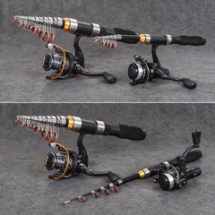 LEOFISHING Short Mini Fishing Rod Portable Telescoping Small Sea Fishing Pole