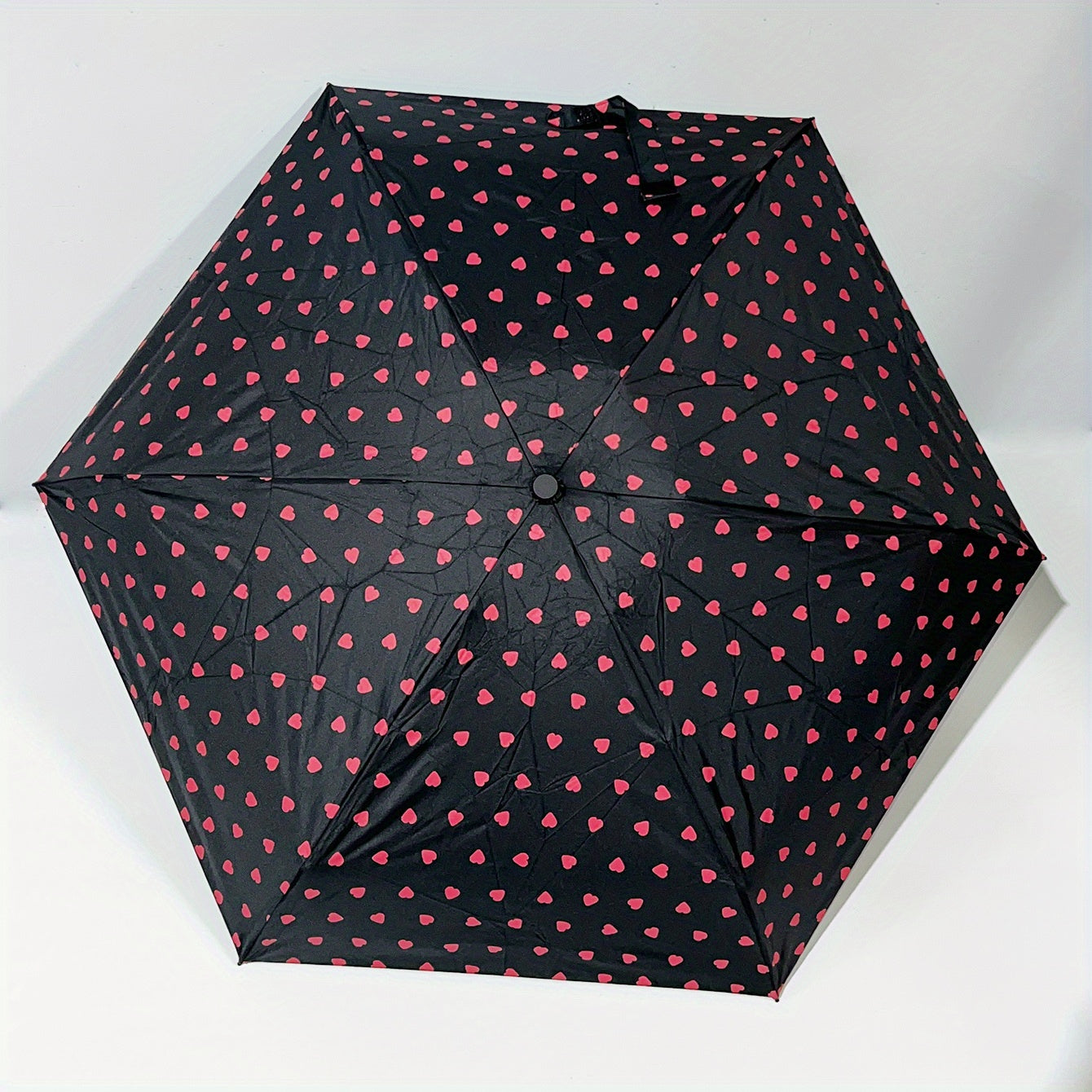 Portable Heart Print Folding Manual Umbrella Mini Parasol Rain Or Shine
