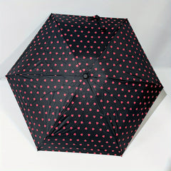 Portable Heart Print Folding Manual Umbrella Mini Parasol Rain Or Shine