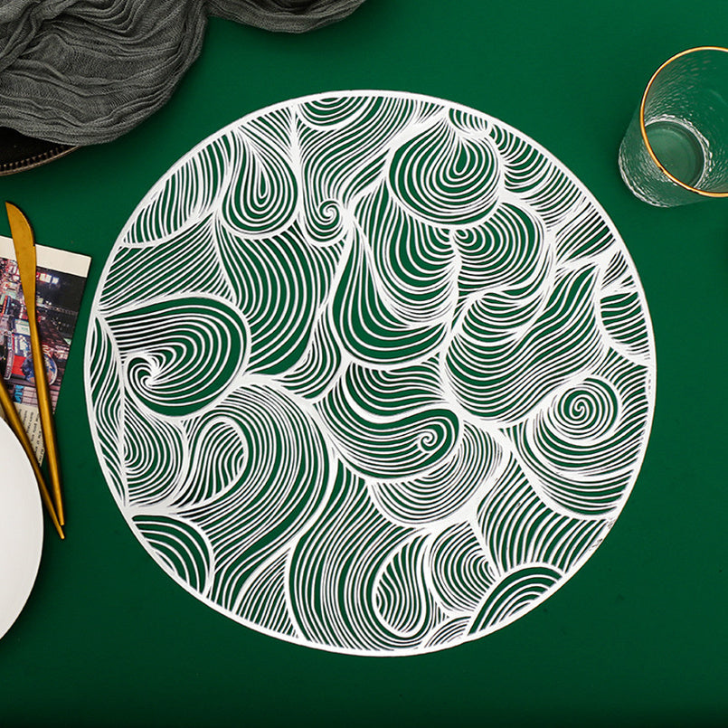 Metallic Vinyl Round Placemat for Coffee Cups and Dining Table
