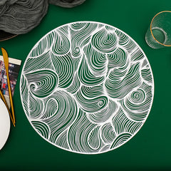 Metallic Vinyl Round Placemat for Coffee Cups and Dining Table