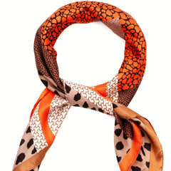 70 cm Orange Leopard Print Bandana Silk Square Scarf