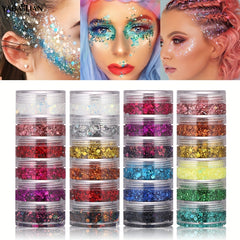 Iridescent Body Glitter Flakes Adhesive for Hair Makeup Nails - Carnival Party H