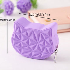 Cat Shape Silicone Mini Bag Zipper Coin Purse Waterproof Earphone Storage Pouch