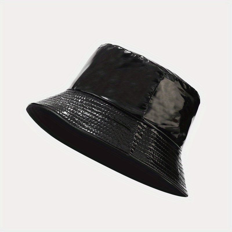 Unisex Candy Bucket Hat Leather Waterproof Fisherman Cap